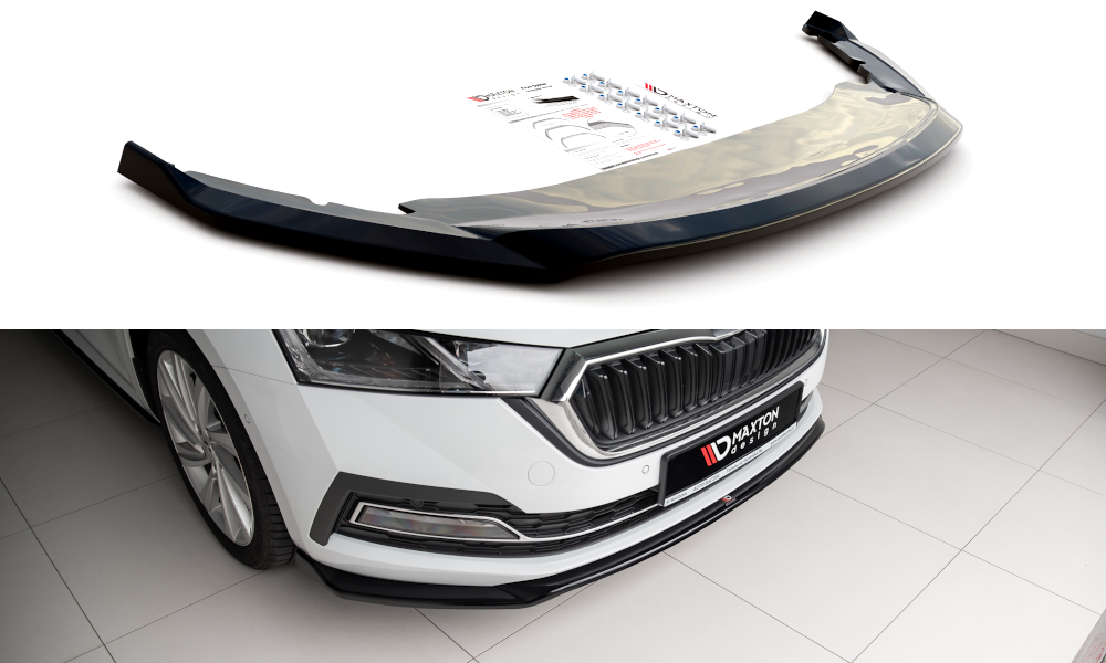 Street+ Spoilerlippe Front Ansatz V.2 passend für Skoda Octavia Mk4 schwarz Hochglanz – Ansicht 2