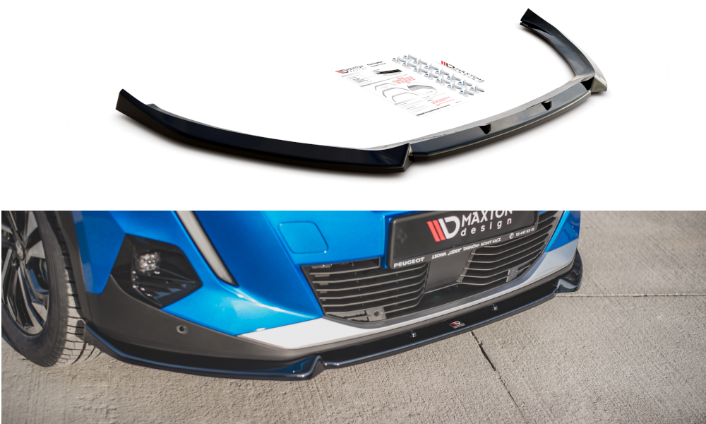 Street+ Spoilerlippe Front Ansatz V.1 passend für Peugeot 2008 Mk2 schwarz Hochglanz – Ansicht 2