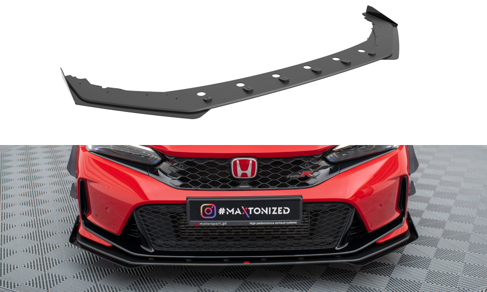 Street Pro Street+ Spoilerlippe Front Ansatz + Flaps passend für Honda Civic Type-R Mk 11 schwarz Hochglanz – Ansicht 2