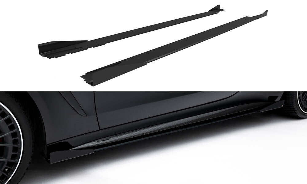 Street Pro Street+ Seitenschweller Leisten + Flaps passend für Mercedes-AMG CLE 53 Aero C236 schwarz Hochglanz – Ansicht 2