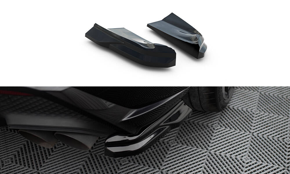 Heck Ansatz Flaps Diffusor passend für Porsche Macan GTS Mk1 Facelift 2 schwarz Hochglanz – Ansicht 2