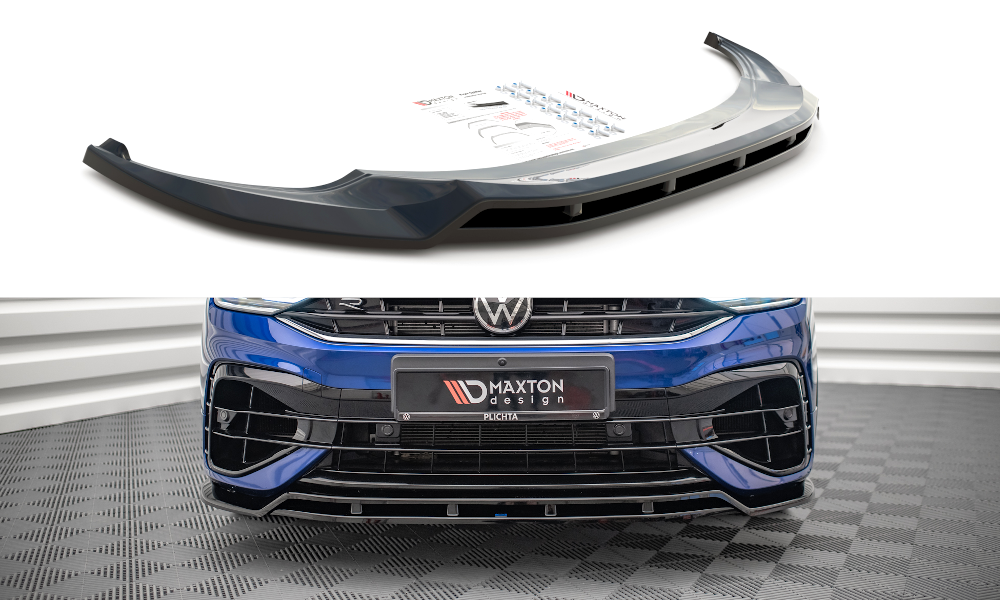 Street+ Spoilerlippe Front Ansatz V.1 passend für VW Tiguan R / R-Line Mk2 Facelift schwarz Hochglanz – Ansicht 2