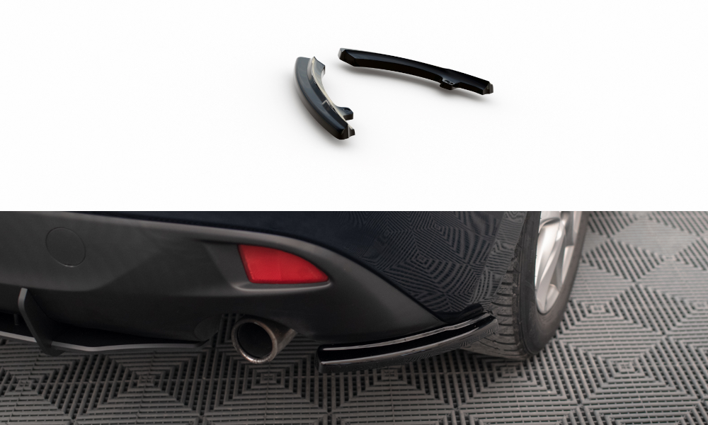Heck Ansatz Flaps Diffusor passend für Mazda 3 Mk3 schwarz Hochglanz – Ansicht 2