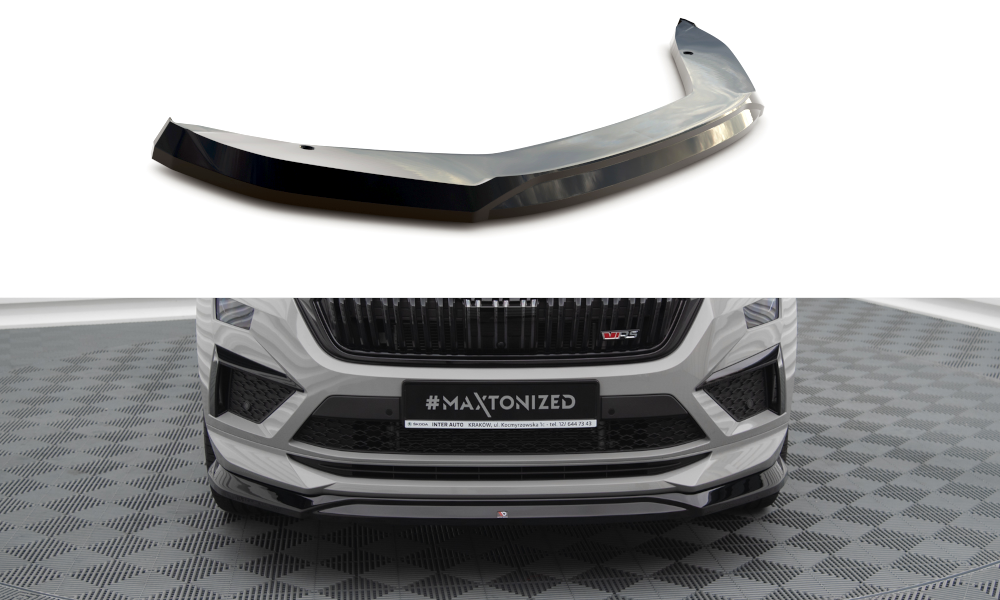 Street+ Spoilerlippe Front Ansatz V.2 passend für Skoda Kodiaq RS Mk1 Facelift schwarz Hochglanz – Ansicht 2