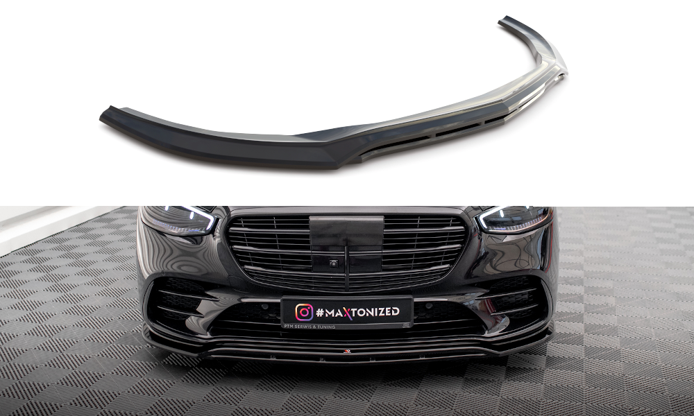 Street+ Spoilerlippe Front Ansatz passend für Mercedes-Benz S AMG-Line W223 schwarz Hochglanz – Ansicht 2