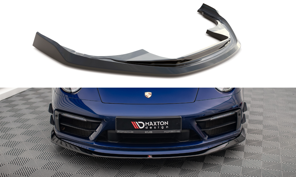 Street+ Spoilerlippe Front Ansatz V.2 passend für Porsche 911 Carrera Aero / Carrera GTS 992 schwarz Hochglanz – Ansicht 2