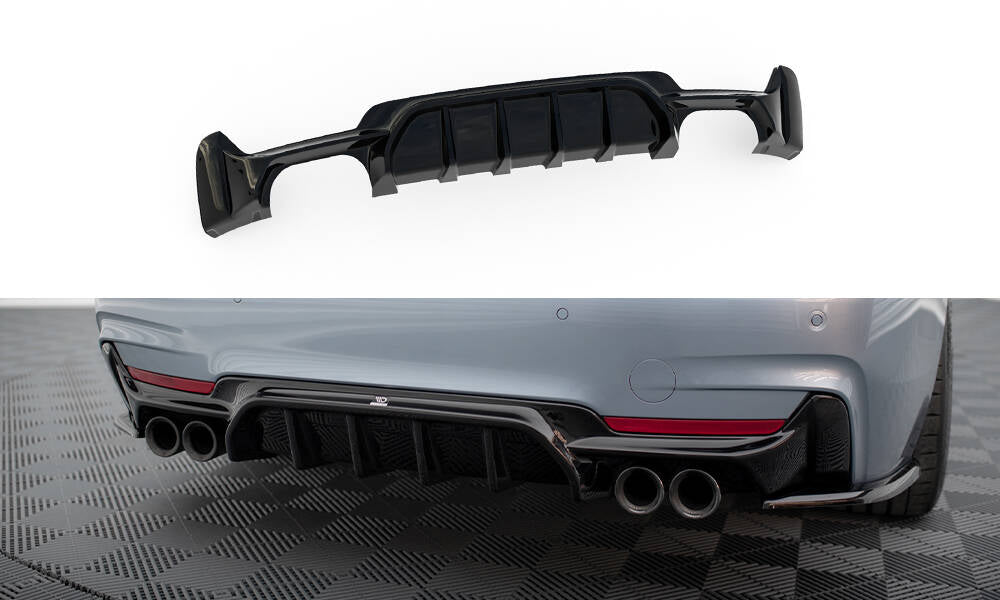 Diffusor Heck Ansatz passend für BMW 4er Coupe / Gran Coupe / Cabrio M-Paket F32 / F36 / F33 (Doppelauspuff li. re.) – Ansicht 2