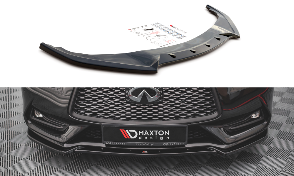 Street+ Spoilerlippe Front Ansatz passend für Infiniti Q60 S Mk2 schwarz Hochglanz – Ansicht 2