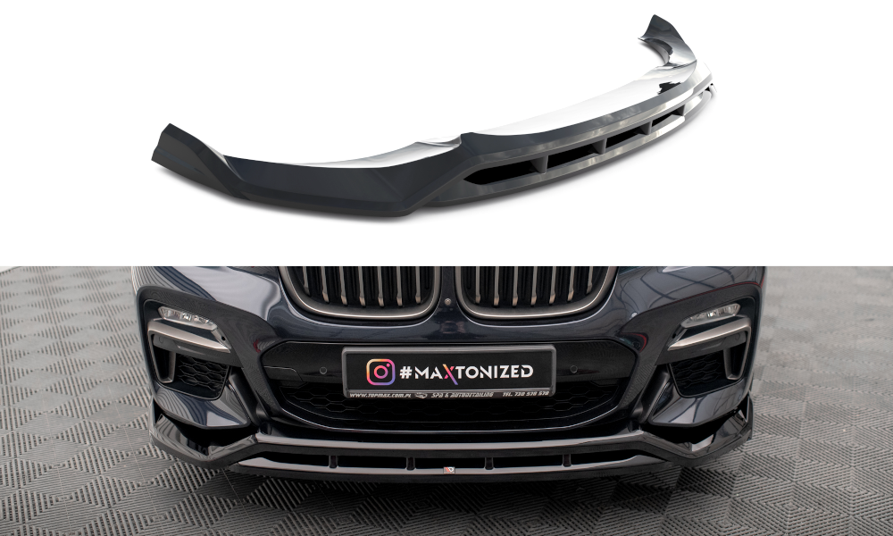 Street+ Spoilerlippe Front Ansatz V.2 passend für BMW X4 M-Paket G02 schwarz Hochglanz – Ansicht 2