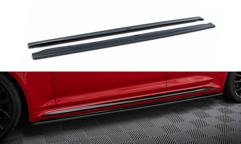 Street+ Seitenschweller Leisten passend für Audi RS4 B9 / B9 Facelift  schwarz Hochglanz – Ansicht 2
