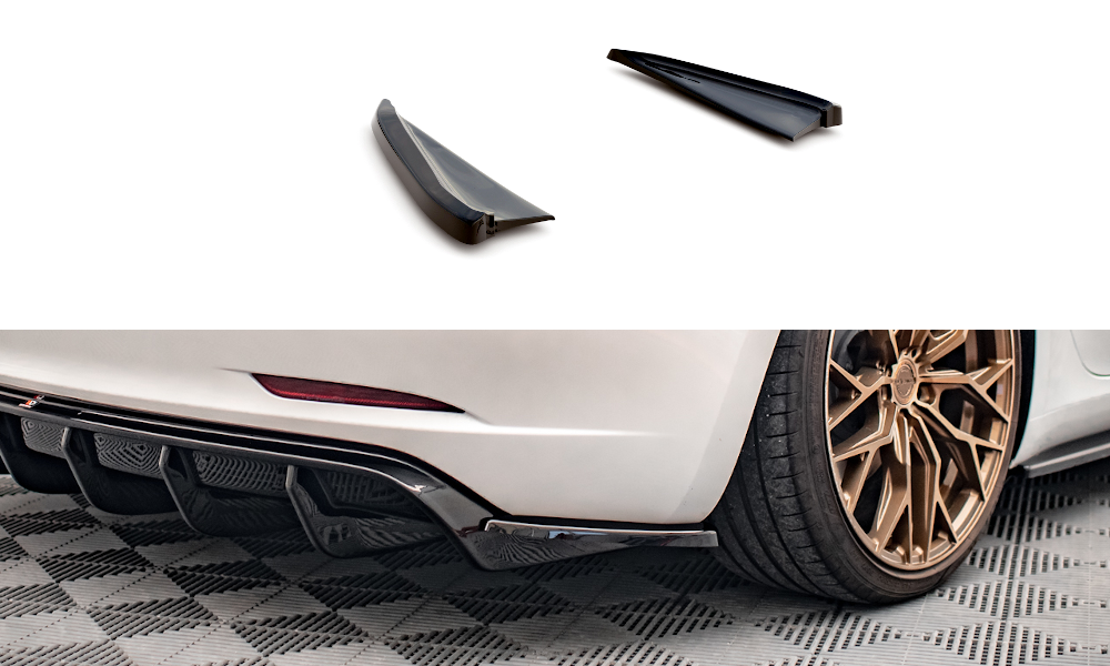 Heck Ansatz Flaps Diffusor V.2 passend für Tesla Model 3 schwarz Hochglanz – Ansicht 2