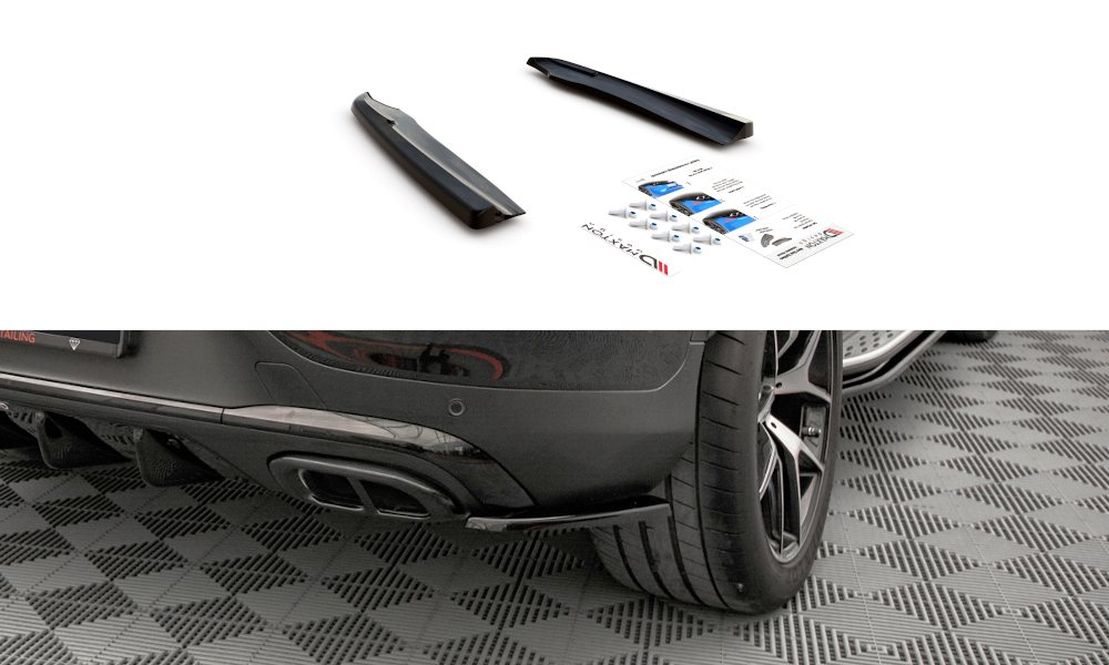 Heck Ansatz Flaps Diffusor passend für Mercedes-Benz GLC Coupe AMG-Line C253 Facelift schwarz Hochglanz – Ansicht 2