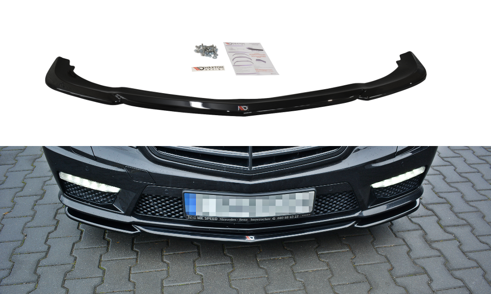 Street+ Spoilerlippe Front Ansatz V.1 passend für Mercedes E63 AMG W212  schwarz Hochglanz – Ansicht 2