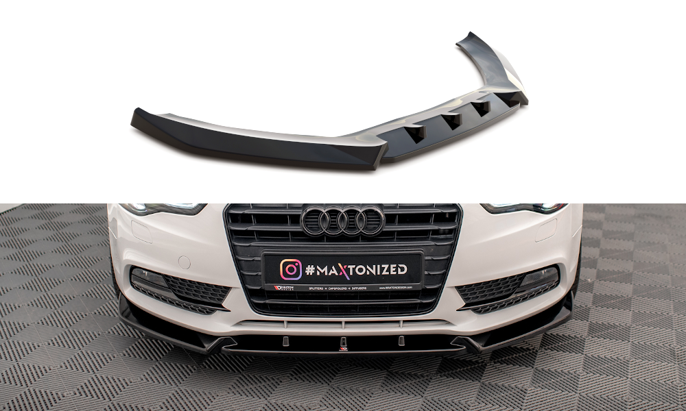 Street+ Spoilerlippe Front Ansatz V.1 passend für Audi A5 Coupe / Sportback 8T Facelift schwarz Hochglanz – Ansicht 2