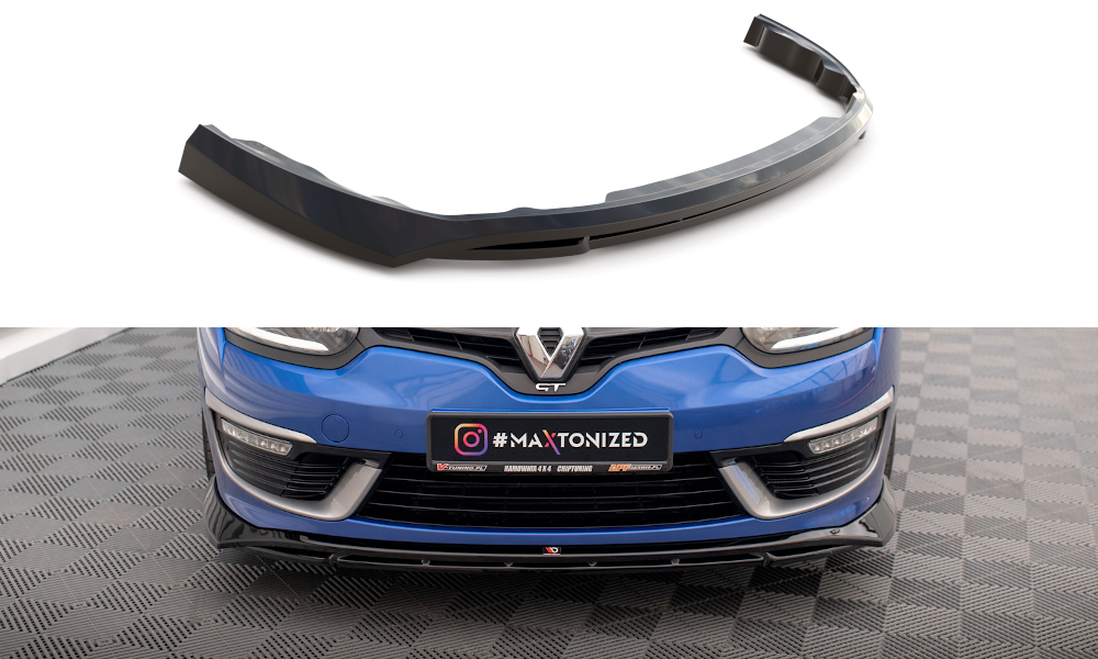 Street+ Spoilerlippe Front Ansatz passend für Renault Megane GT Line Grandtour Mk3 Facelift schwarz Hochglanz – Ansicht 2