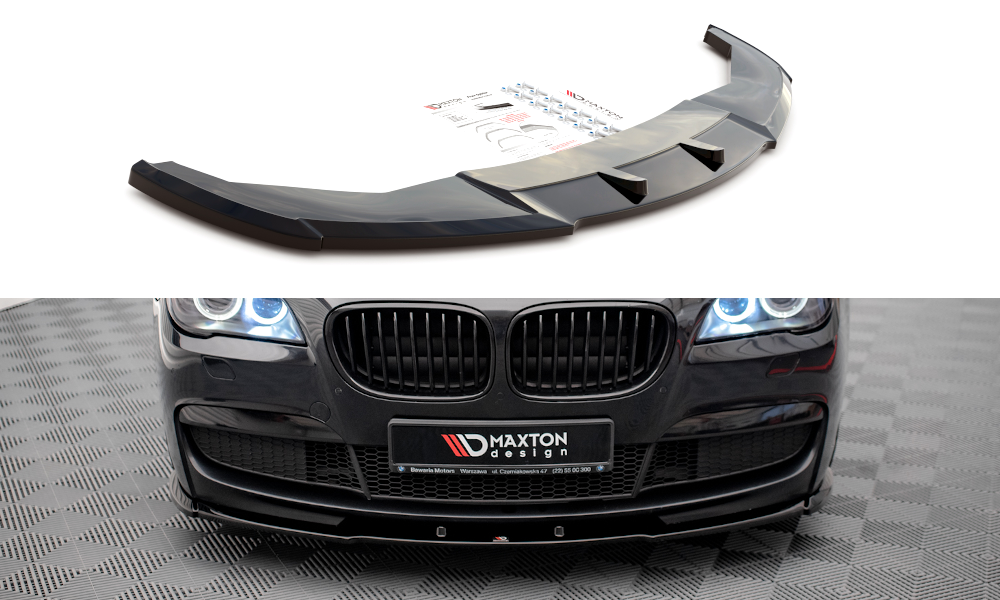 Street+ Spoilerlippe Front Ansatz V.1 passend für BMW 7 M-Paket F01 schwarz Hochglanz – Ansicht 2