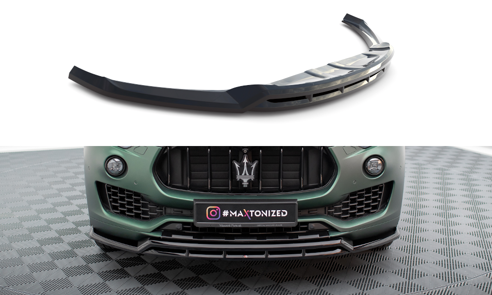 Street+ Spoilerlippe Front Ansatz V.2 passend für Maserati Levante Mk1 schwarz Hochglanz – Ansicht 2