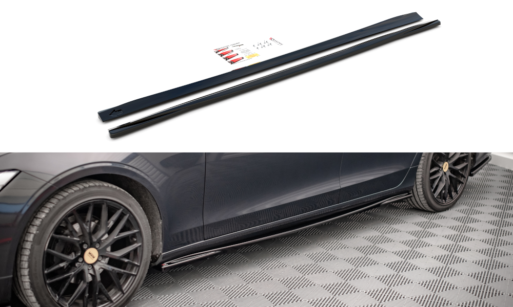 Street+ Seitenschweller Leisten passend für Volvo V90 Mk2 schwarz Hochglanz – Ansicht 2