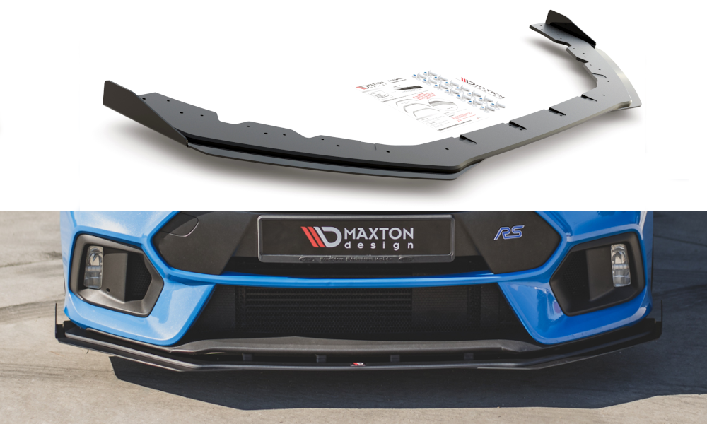 Street Pro Street+ Spoilerlippe Front Ansatz passend für + Flaps passend für Ford Focus RS Mk3 schwarz Hochglanz – Ansicht 2