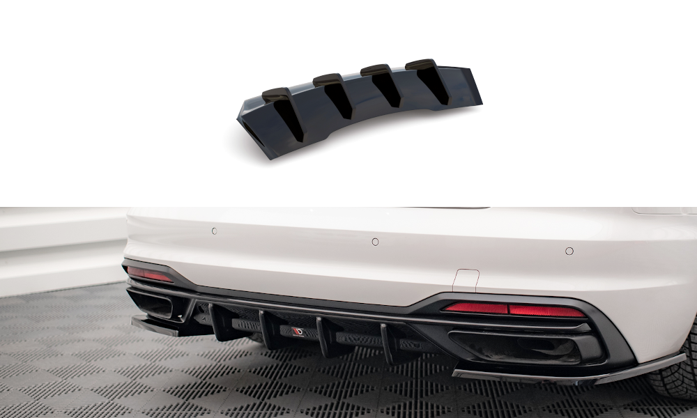 Diffusor Heck Ansatz passend für Audi A4 B9 Facelift schwarz Hochglanz – Ansicht 2