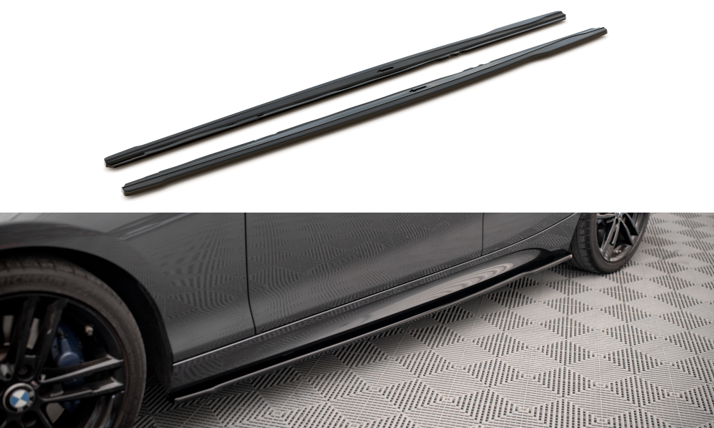 Street+ Seitenschweller Leisten V.2 passend für. BMW 1er M135i / M140i / M-Paket F20 schwarz Hochglanz – Ansicht 2