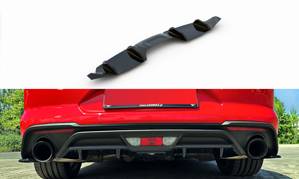 Diffusor Heck Ansatz passend für Ford Mustang Mk. 6 Facelift schwarz Hochglanz – Ansicht 2
