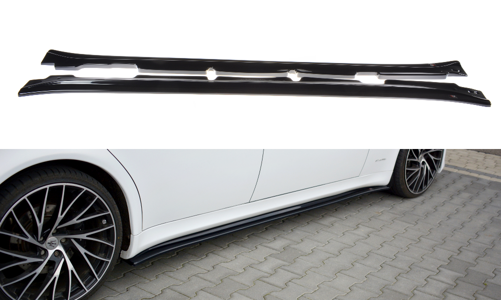 Street+ Seitenschweller Leisten passend für Maserati Quattroporte Mk5 Facelift schwarz Hochglanz – Ansicht 2