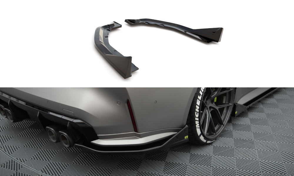 Heck Ansatz Flaps Diffusor V.3 passend für CSL Look BMW M4 G82 / G82 Facelift schwarz Hochglanz – Ansicht 2