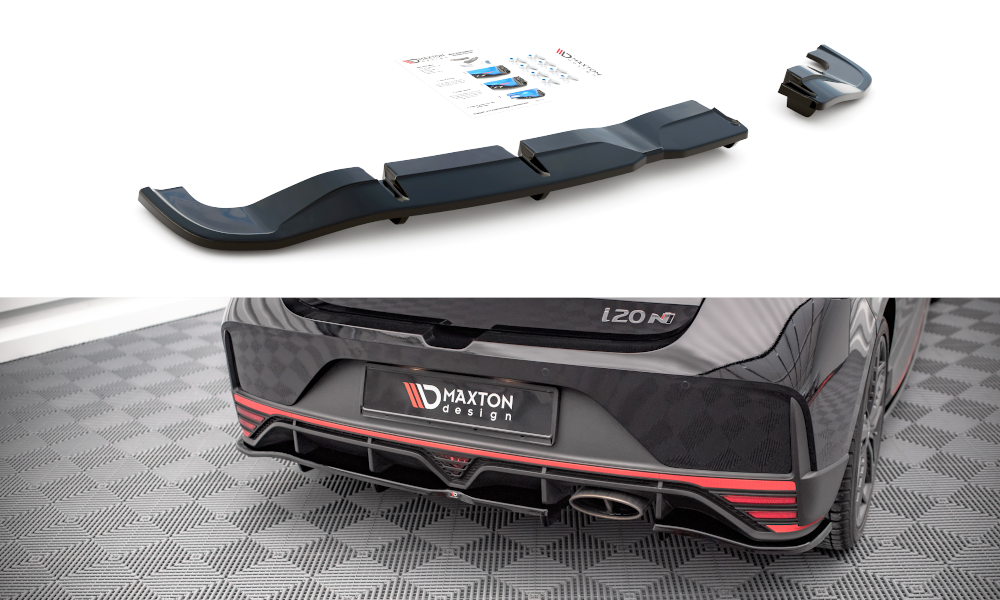 Street+ Mittlerer Diffusor RACE passend für Hyundai I20 N Mk3 schwarz Hochglanz – Ansicht 2