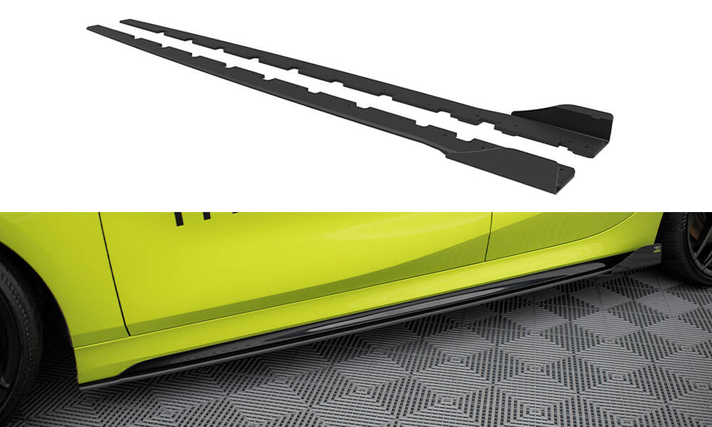 Street Pro Street+ Seitenschweller Leisten + Flaps passend für BMW 1er M-Paket / M135i / 128ti F40 schwarz Hochglanz – Ansicht 2