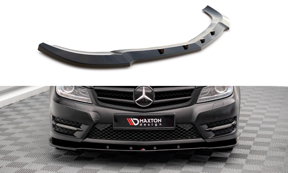 Street+ Spoilerlippe Front Ansatz V.2 passend für Mercedes-Benz C Coupe / Limousine / Kombi  AMG-Line C204 / W204 Facelift / S204 Facelift schwarz Hochglanz – Ansicht 2