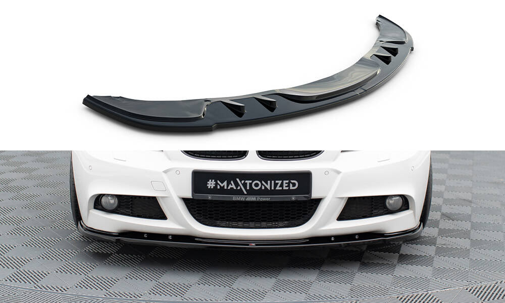 Street+ Spoilerlippe Front Ansatz V.1 passend für BMW 3er Limousine / Touring M-Paket E90 / E91 Facelift schwarz Hochglanz – Ansicht 2