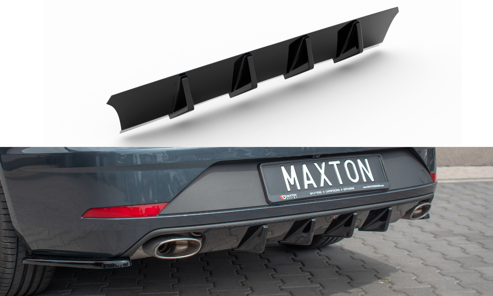 Diffusor Heck Ansatz V.1 passend für Seat Leon Cupra Mk3 FL Sportstourer schwarz Hochglanz – Ansicht 2