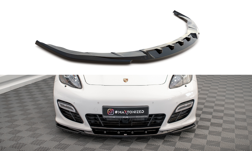 Street+ Spoilerlippe Front Ansatz V.2 passend für Porsche Panamera Turbo Sport Design Package 970 schwarz Hochglanz – Ansicht 2