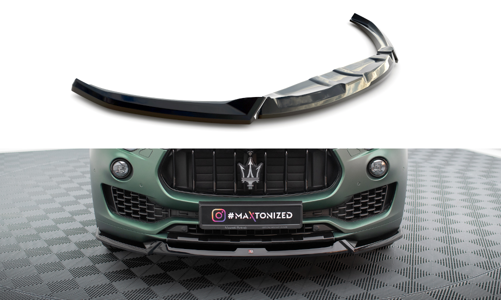 Street+ Spoilerlippe Front Ansatz V.1 passend für Maserati Levante Mk1 schwarz Hochglanz – Ansicht 2