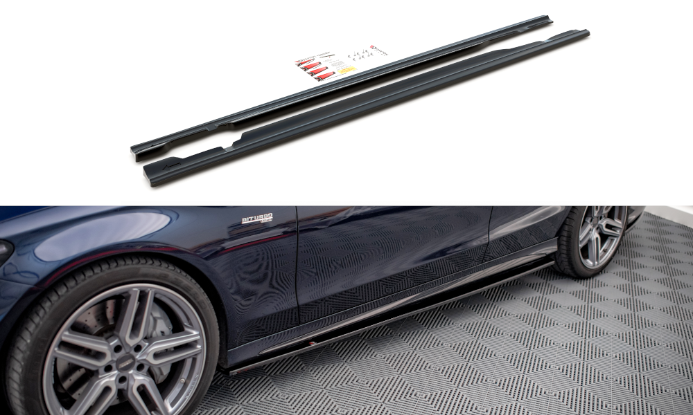 Street+ Seitenschweller Leisten passend für Mercedes-AMG C 43 / AMG-Line W205 schwarz Hochglanz – Ansicht 2
