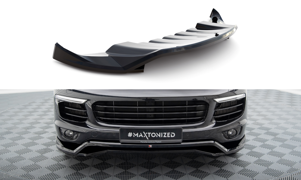 Street+ Spoilerlippe Front Ansatz passend für Porsche Cayenne Mk2 Facelift schwarz Hochglanz – Ansicht 2