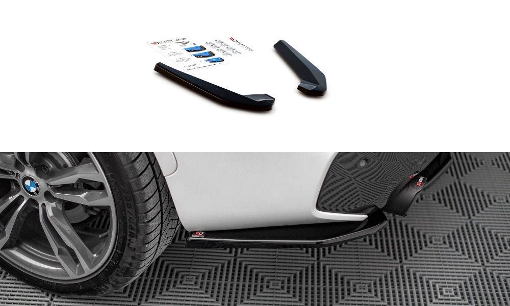 Heck Ansatz Flaps Diffusor passend für BMW X1 M-Paket F48 / F48 Facelift schwarz Hochglanz – Ansicht 2