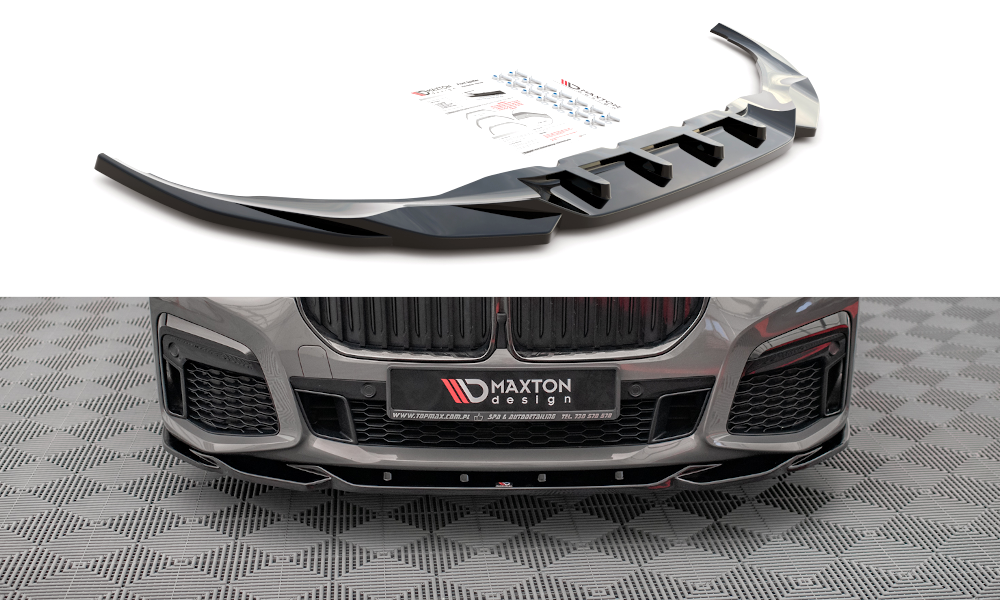 Street+ Spoilerlippe Front Ansatz V.2 passend für BMW 7 M-Paket G11 / G12 Facelift schwarz Hochglanz – Ansicht 2