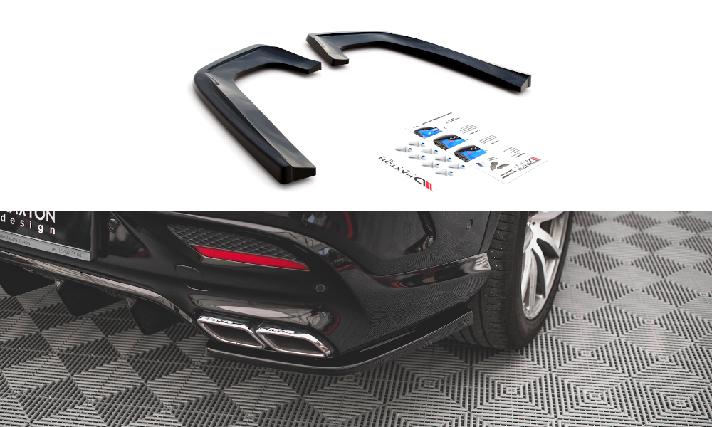 Heck Ansatz Flaps Diffusor V.2 passend für Mercedes-Benz GLE Coupe 63 AMG C292 schwarz Hochglanz – Ansicht 2