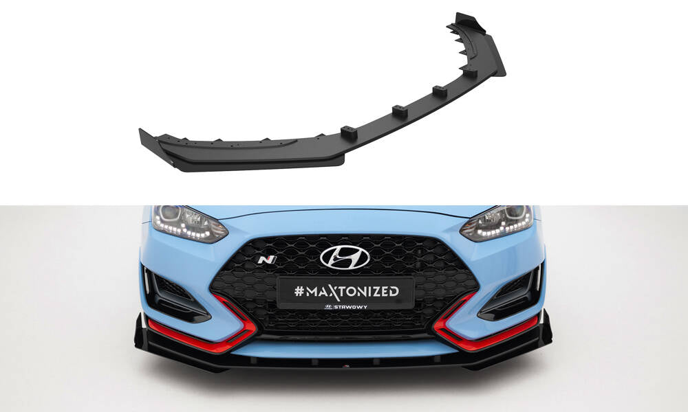 Street Pro Street+ Spoilerlippe Front Ansatz + Flaps passend für Hyundai Veloster N Mk2 schwarz Hochglanz – Ansicht 2