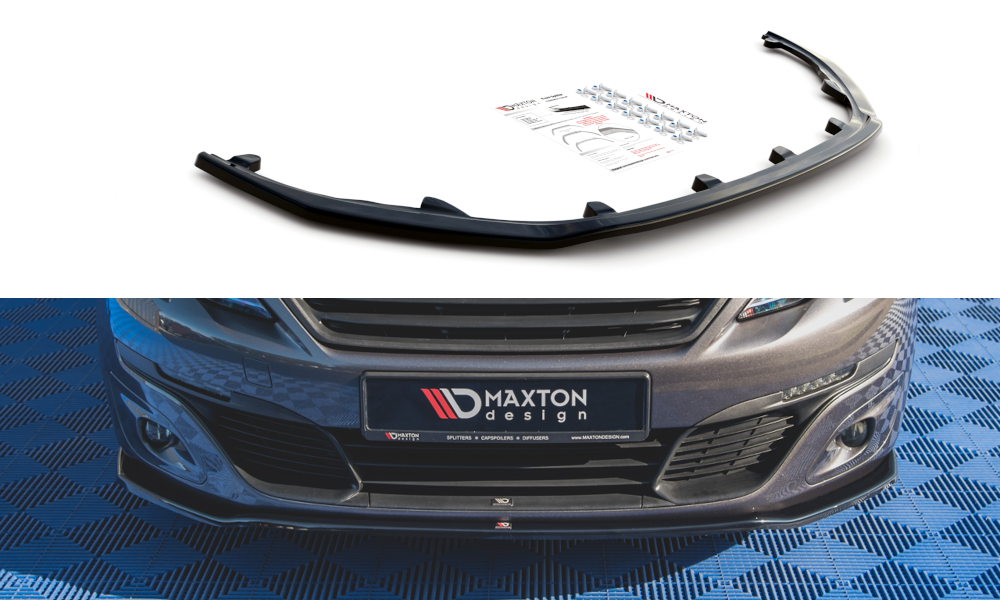 Street+ Spoilerlippe Front Ansatz V.1 passend für Peugeot 308 Mk2  schwarz Hochglanz – Ansicht 2