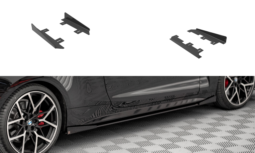 Seitenschweller Flaps passend für BMW 4er M-Paket / M440i G22 / G23 / G22 Facelift / G23 Facelift schwarz Hochglanz – Ansicht 2