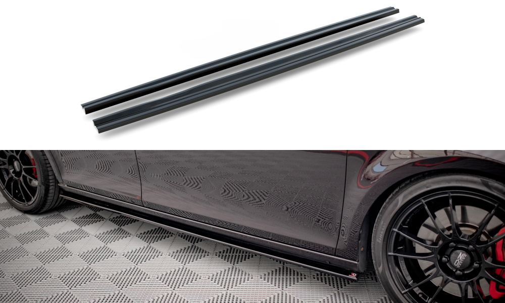 Street+ Seitenschweller Leisten passend für SEAT LEON MK2 CUPRA / FR  schwarz Hochglanz – Ansicht 2