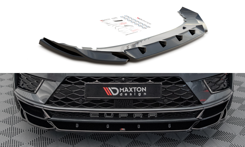 Street+ Spoilerlippe Front Ansatz V.2 passend für Cupra Ateca Mk1 schwarz Hochglanz – Ansicht 2