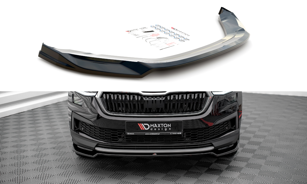 Street+ Spoilerlippe Front Ansatz V.2 passend für Skoda Kodiaq Mk1 Facelift schwarz Hochglanz – Ansicht 2