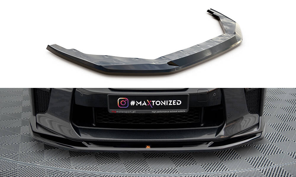 Street+ Spoilerlippe Front Ansatz V.1 passend für Nissan GTR R35 Facelift schwarz Hochglanz – Ansicht 2