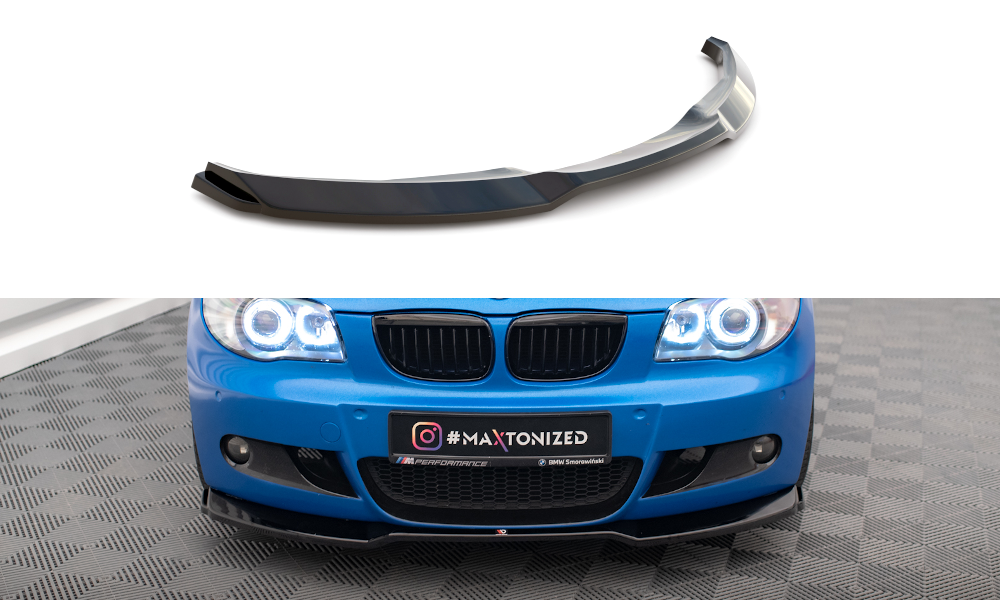 Street+ Spoilerlippe Front Ansatz V.1 passend für BMW 1er M-Paket E87 / E81 Facelift schwarz Hochglanz – Ansicht 2