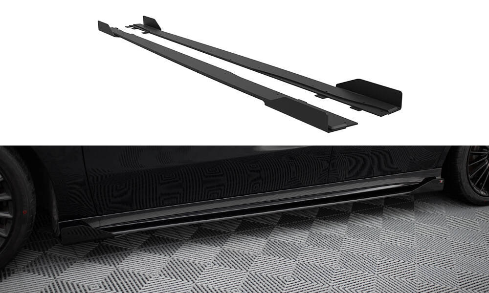 Street Pro Street+ Seitenschweller Leisten + Flaps passend für Mercedes-AMG A35 W177 Facelift schwarz Hochglanz – Ansicht 2