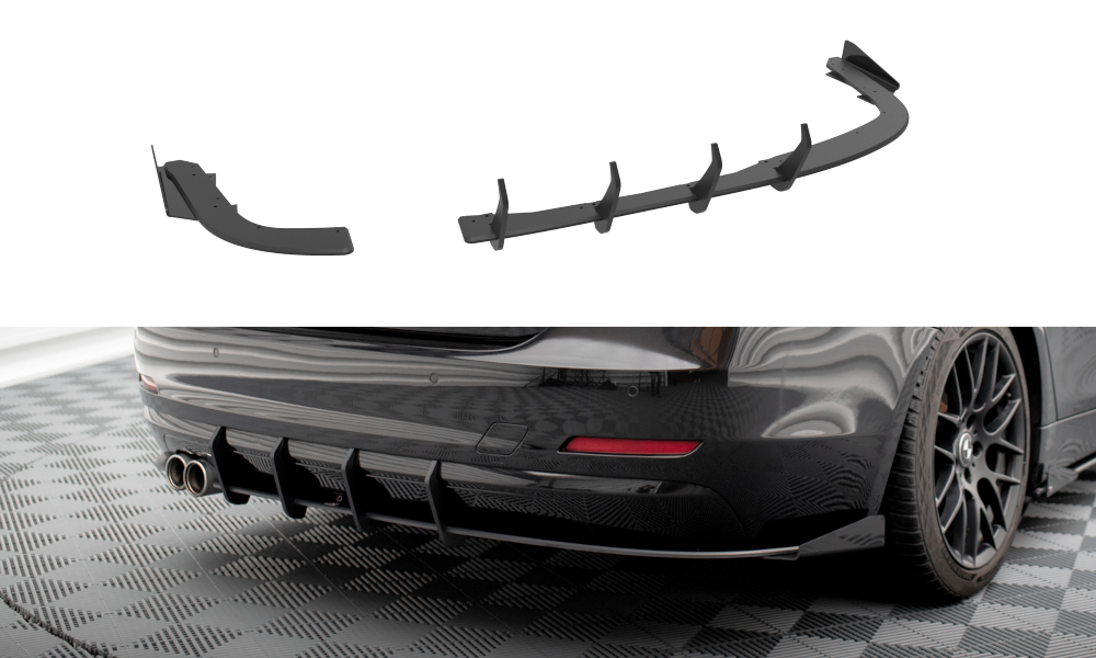 Street Pro Heck Ansatz Flaps Diffusor + Flaps passend für BMW 4er Gran Coupe F36 schwarz Hochglanz – Ansicht 2